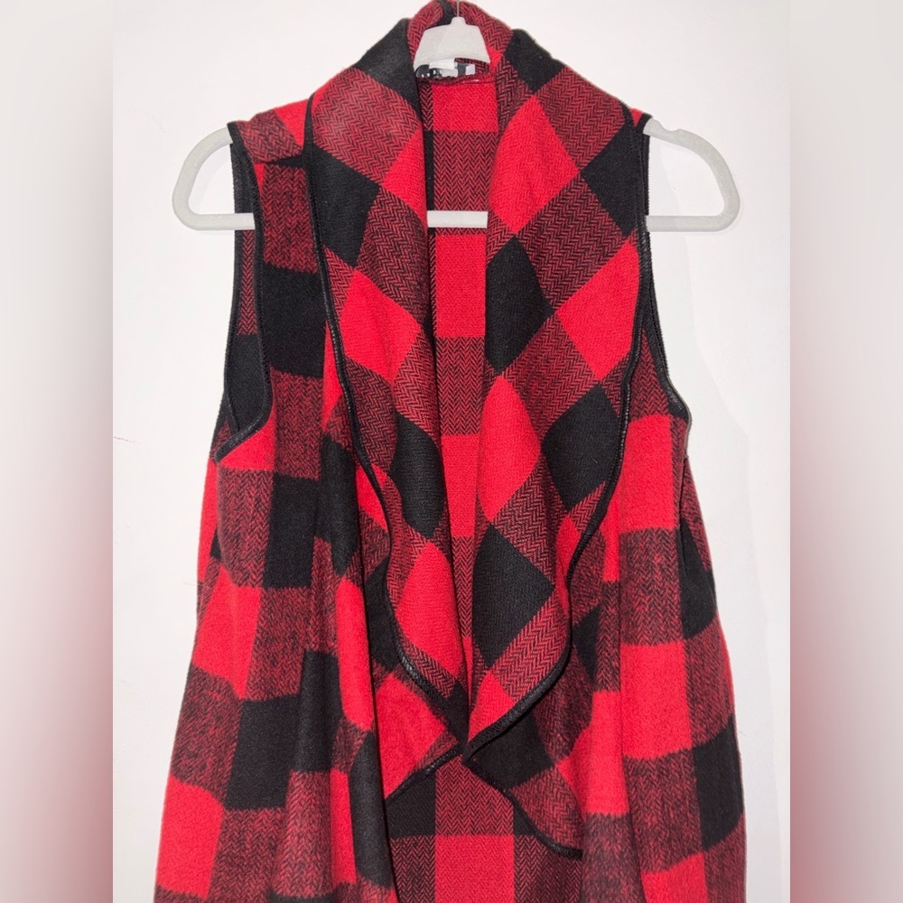 FAVLUX Red and Black Plaid Vest